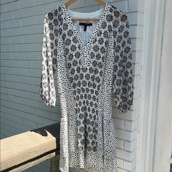 White House Black Market | Dresses | White House Black Market Black And  White Long Sleeve Dress | Poshmark
